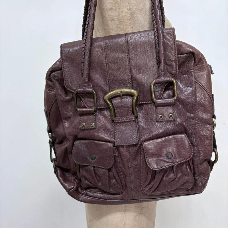 chunky oversized brown leather bag