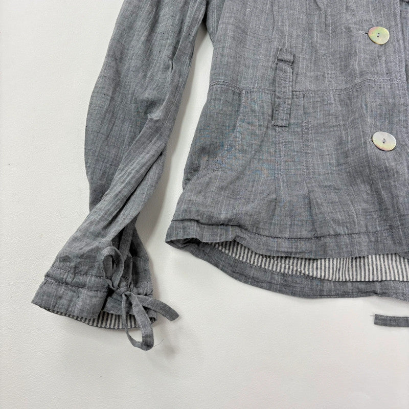 grey crinkle flared ruffle jacket