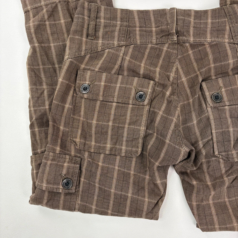brown tartan Diesel straight leg utility trousers