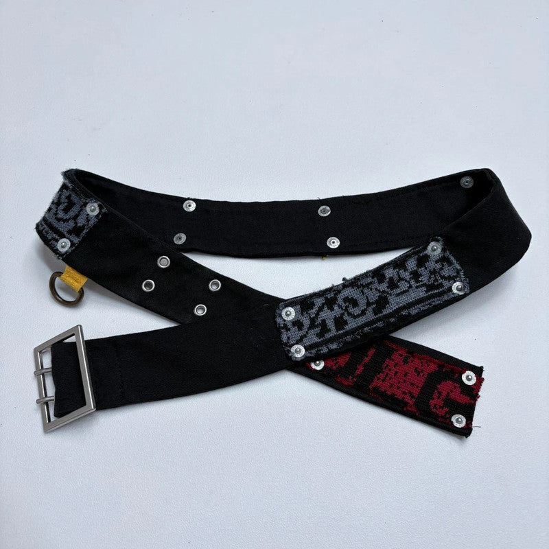 black grunge patchwork belt