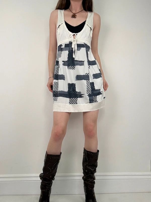 Marithé + François Girbaud graphic checked mini dress
