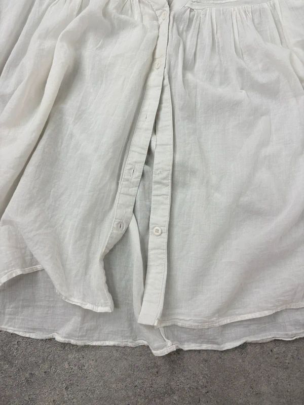 white cotton pleated flared french blouse Orfeo Paris