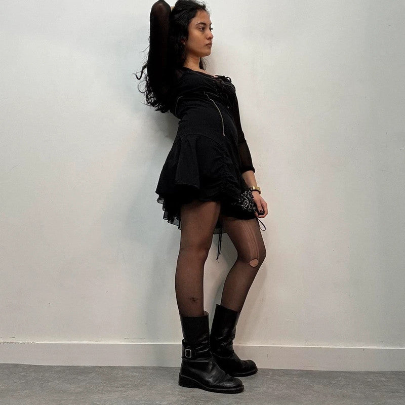 black grunge corset mini dress
