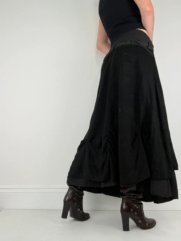 black pinstripe layered grunge maxi skirt
