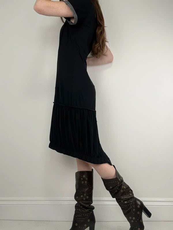 Black jersey slouchy grunge t-shirt dress