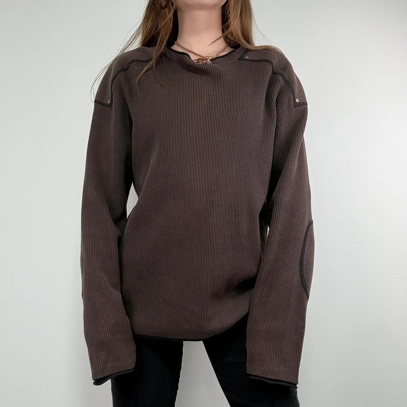 chunky knit brown ribbed jumper