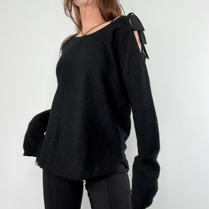 black asymmetric cashmere jumper