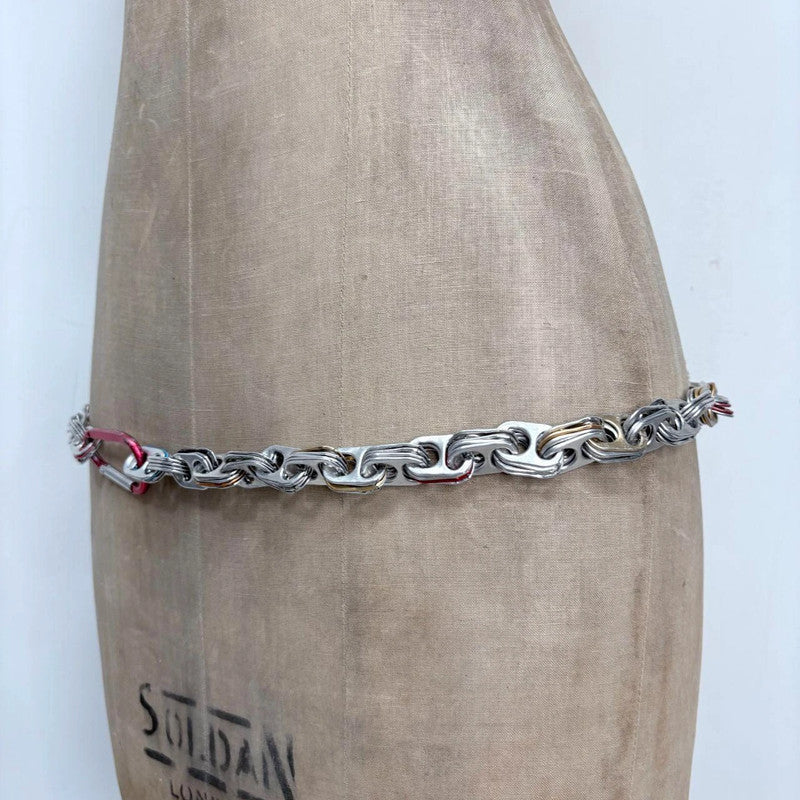 silver beer can top utility belt - adjustable