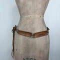 Boho tan leather belt with gold chain and tassel suede