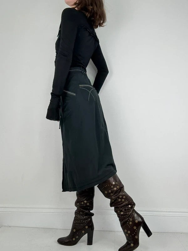 black structured grunge long sleeve dress