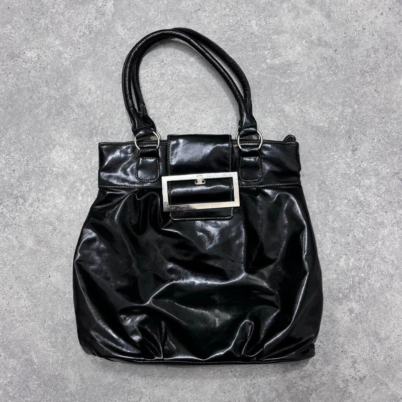 black buckle shoulder bag