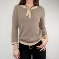 brown cashmere bow jumper