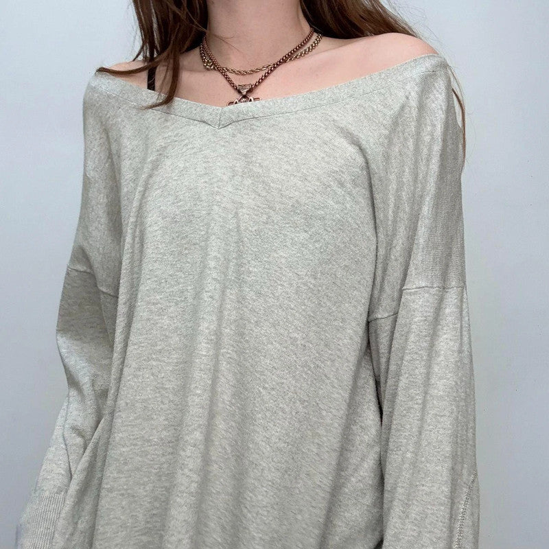 grey slouchy batwing jumper