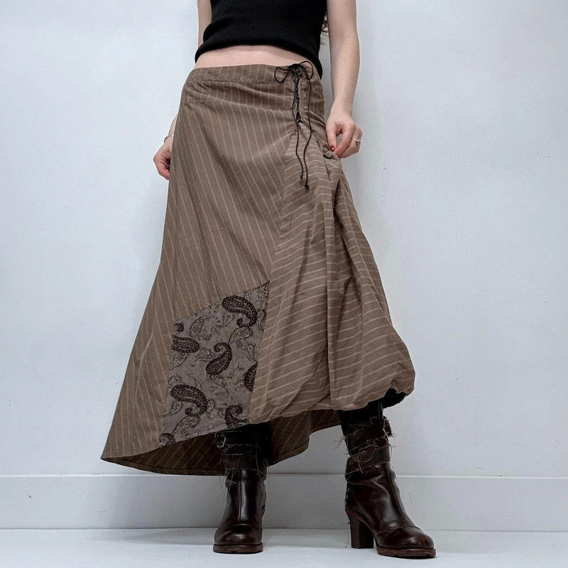 brown pinstripe asymmetric corset skirt