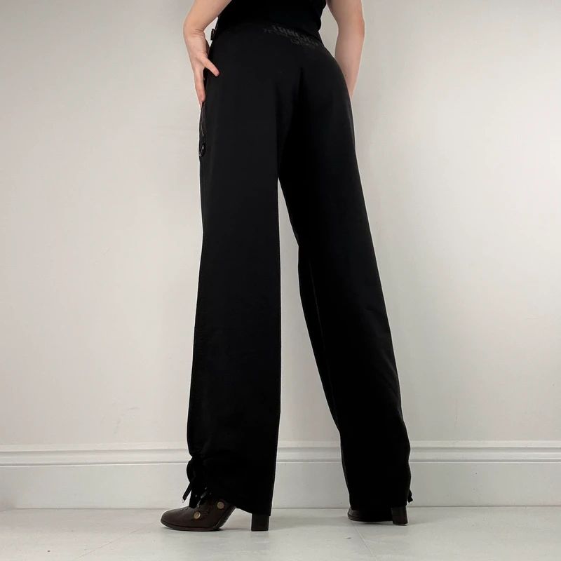 Cop Copine zip leg wide leg black trousers