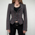 Striped fitted cropped archival blazer