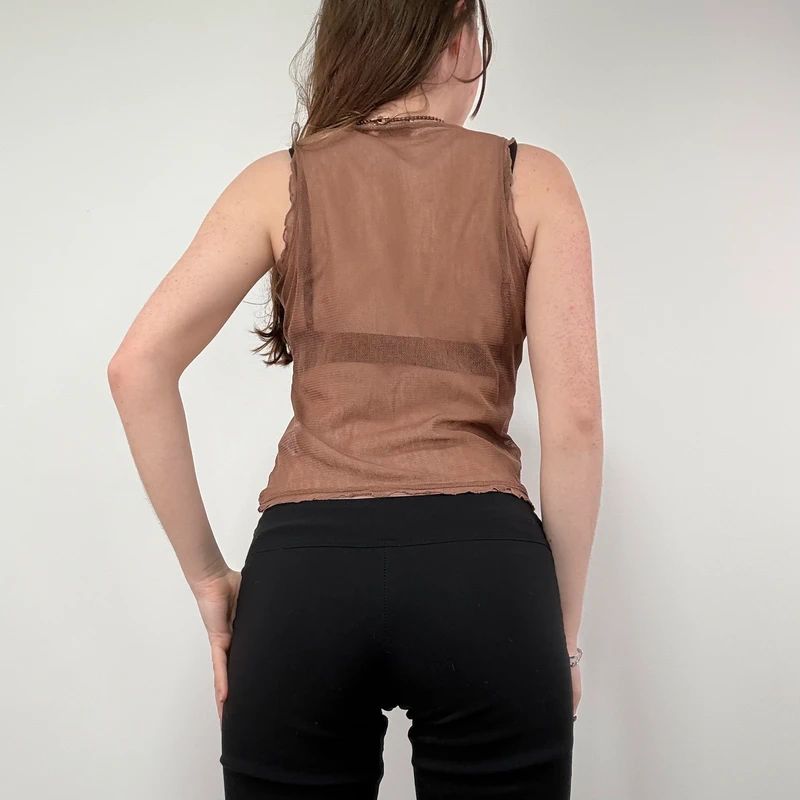 Sheer Brown Mesh Fairy Vest