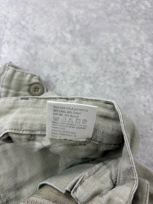 khaki linen cropped pleated capri utility pants