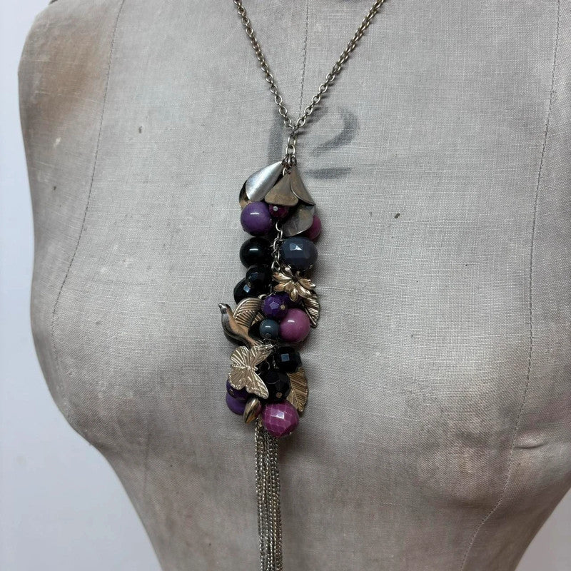 silver flower charm necklace