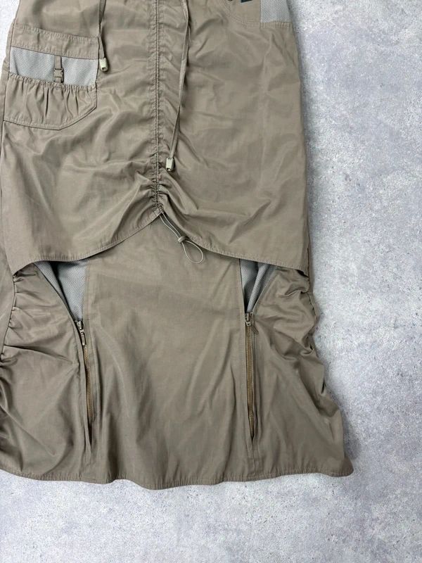 khaki utility gathered maxi skirt