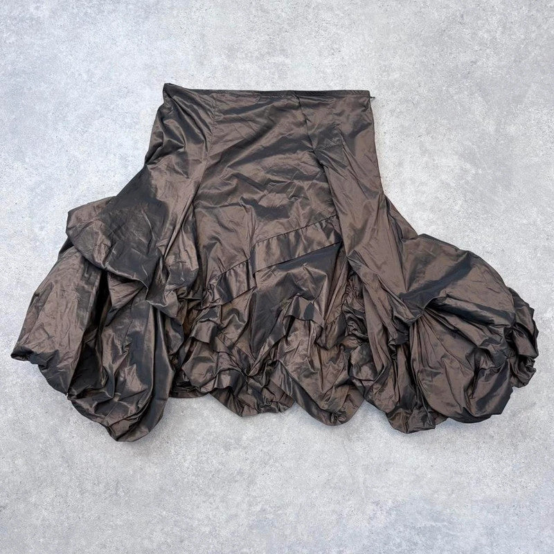 brown layered puff grunge skirt