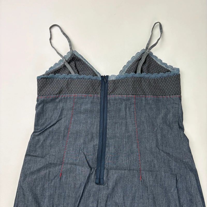 Cop Copine dress navy layered denim midi dress
