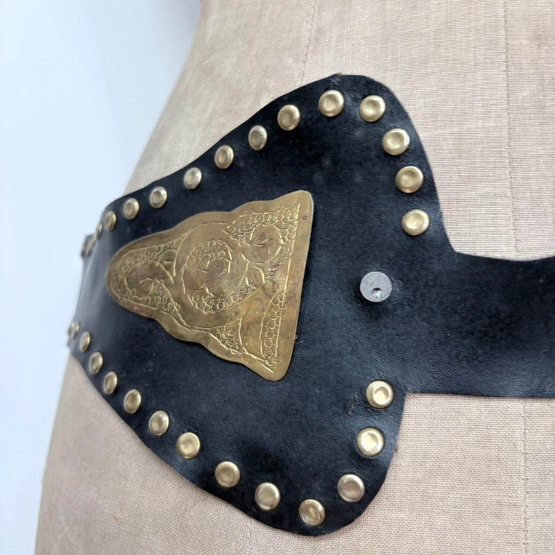 black leather studded western belt