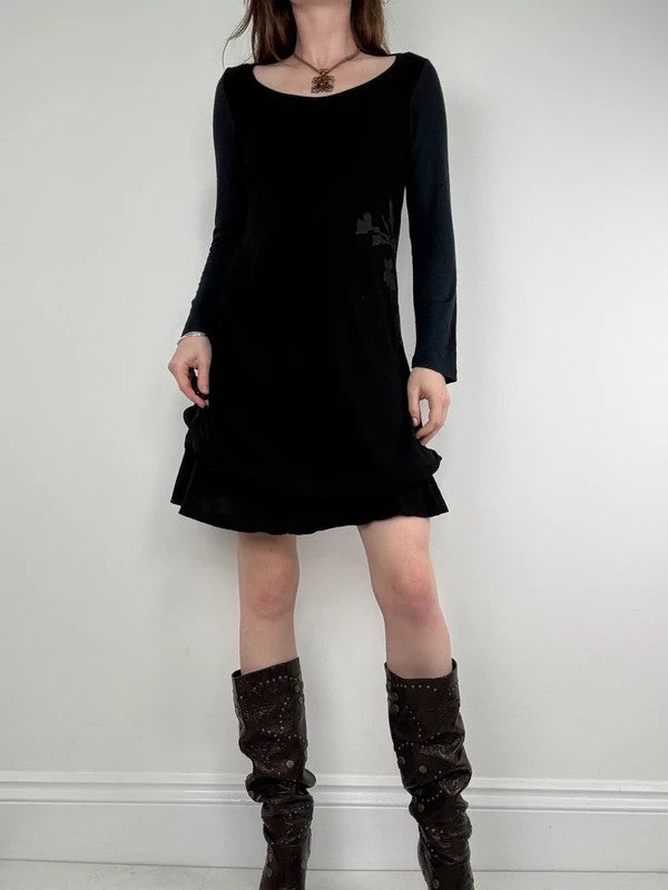 Cop Copine structured vintage black jersey midi dress