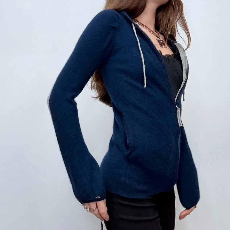 navy cashmere zip up hoodie