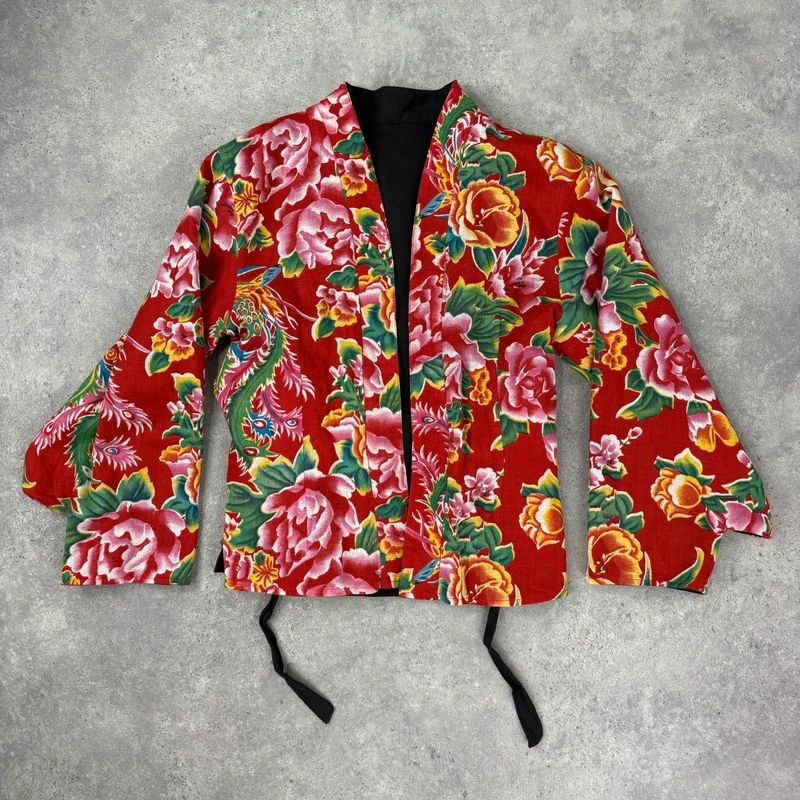 black linen boxy cropped kimono jacket