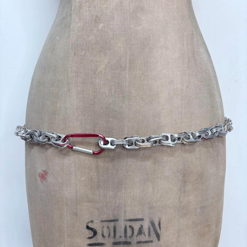 silver beer can top utility belt - adjustable