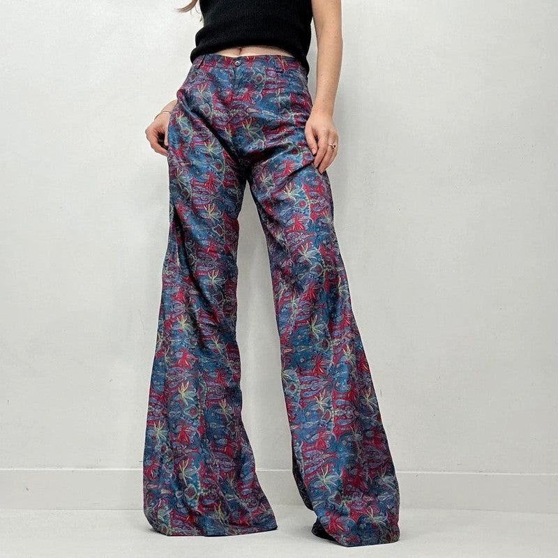 paisley 100% silk flare floaty trousers