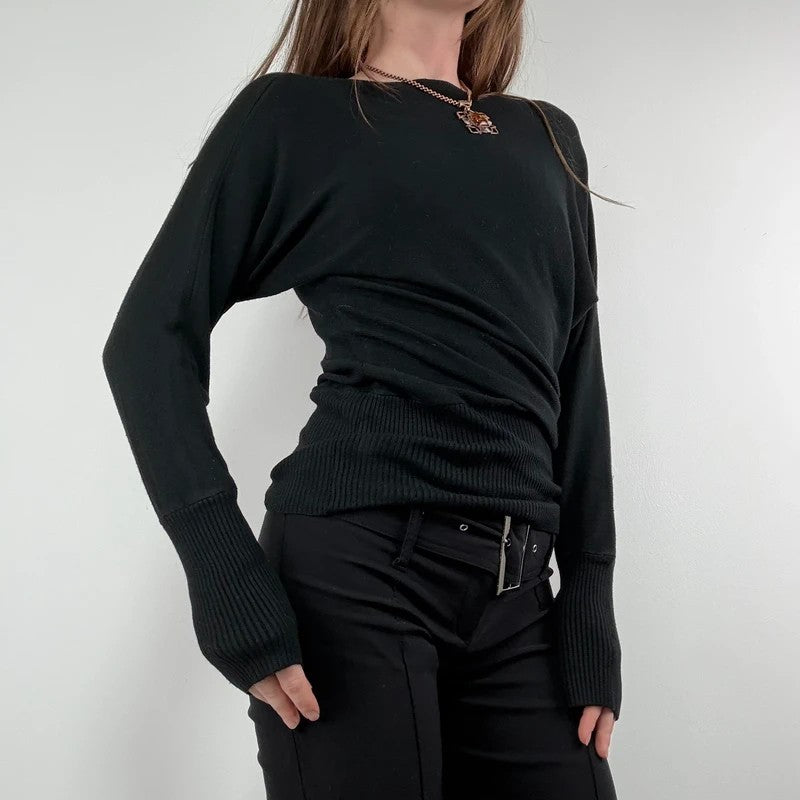 slouchy batwing slash neck ribbed jumper