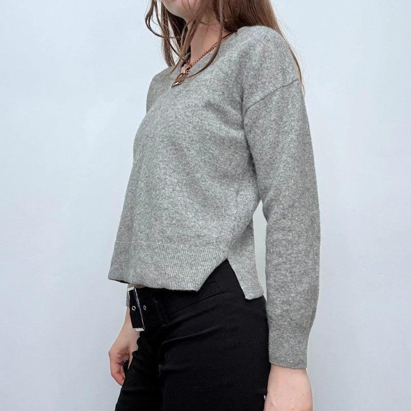 grey slouchy wool knitted jumper