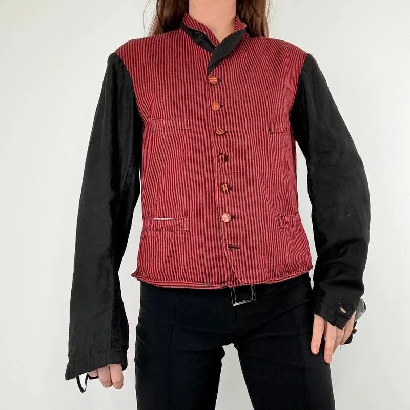 Antique French striped servant chore jacket