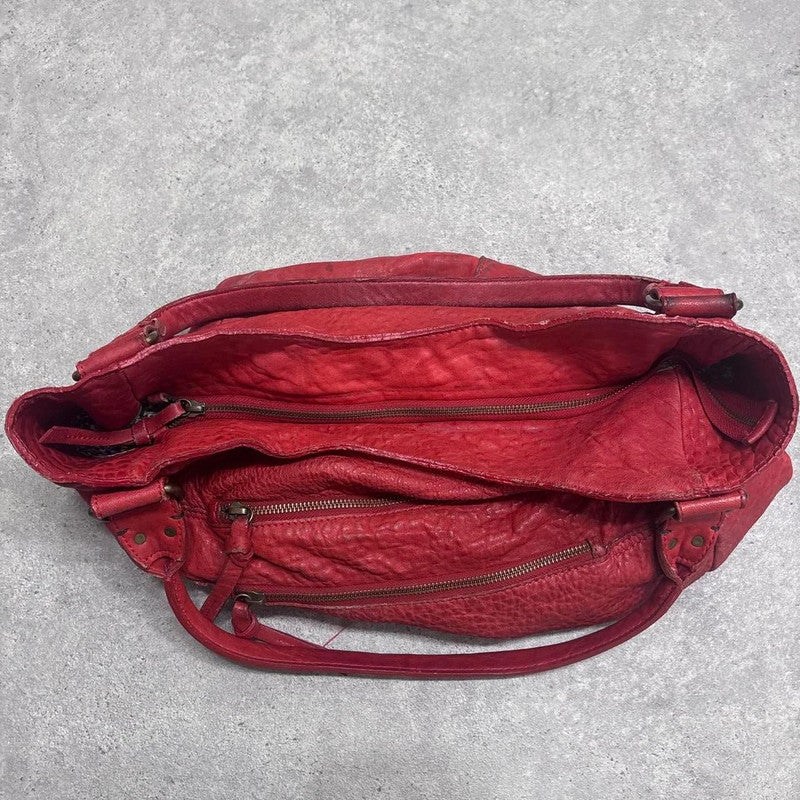 oversized red slouchy leather bag