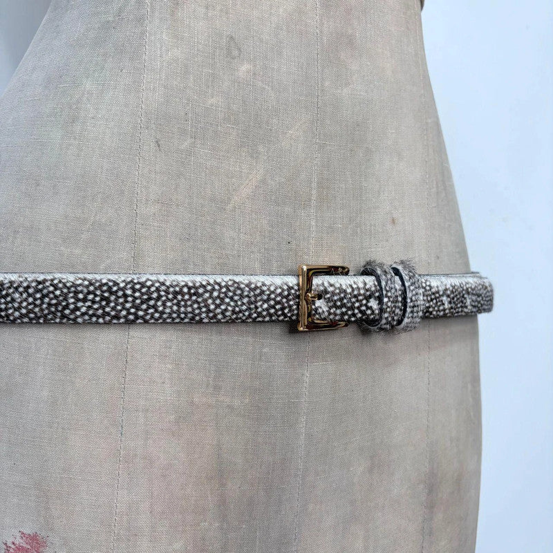 pony cowhide polkadot leather belt