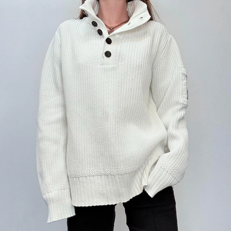 white chunky knitted oversized jumper