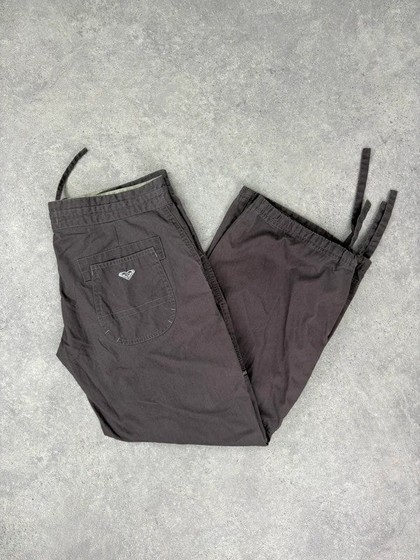brown drawstring cotton pants