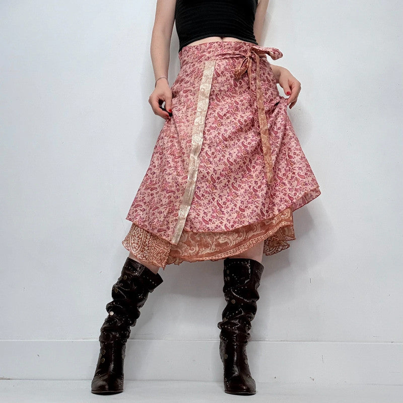 silk floaty paisley silk boho wrap skirt