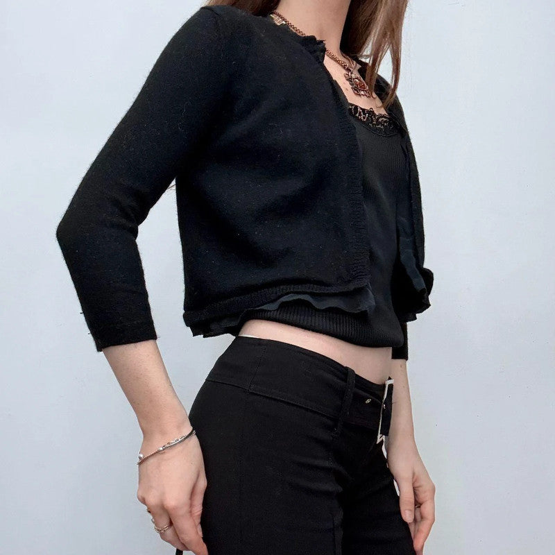black cropped wool cardigan