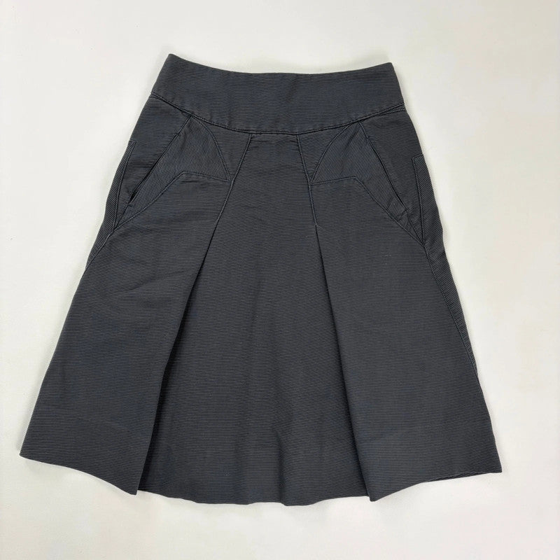 navy blue structured textured midi skirt