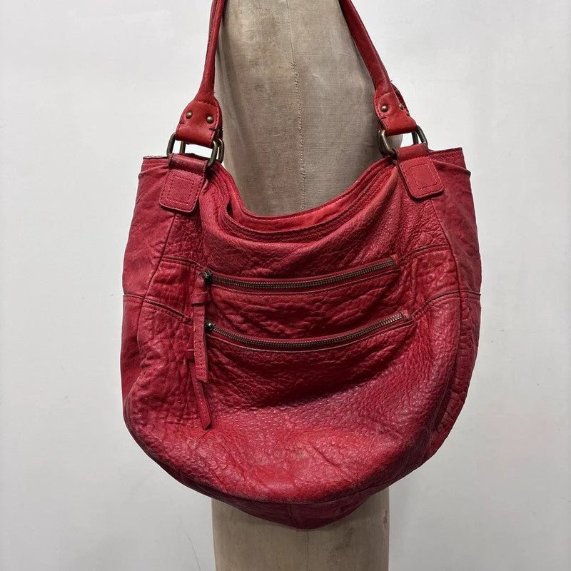 oversized red slouchy leather bag