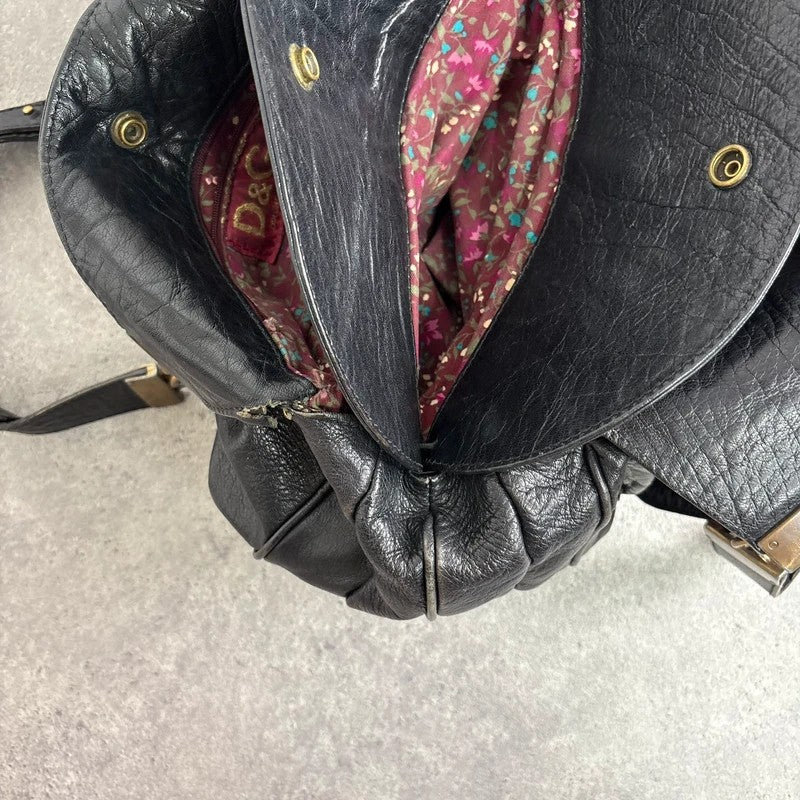 Dolce and Gabanna black leather Y2K handbag