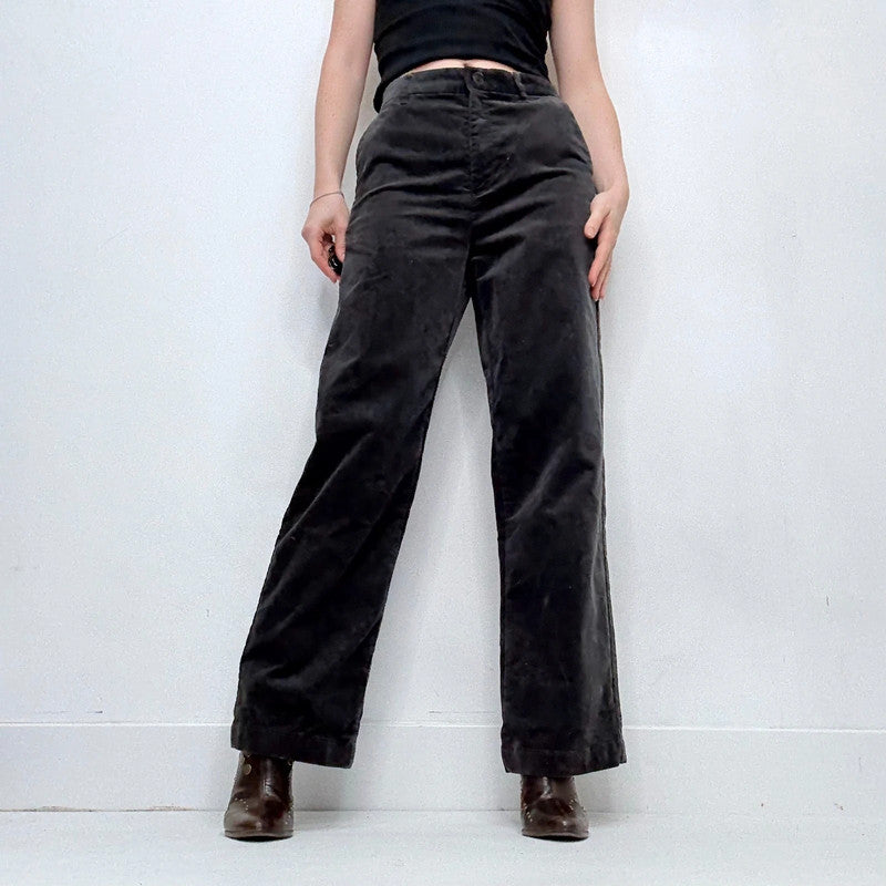 Grey cord uniqlo wide leg trousers