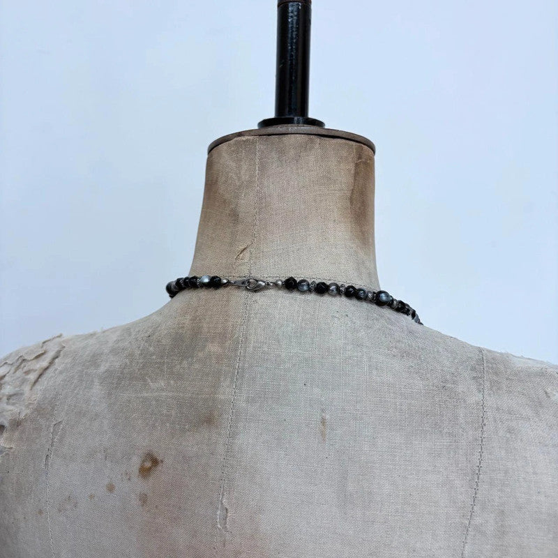 black beaded boho grunge necklace