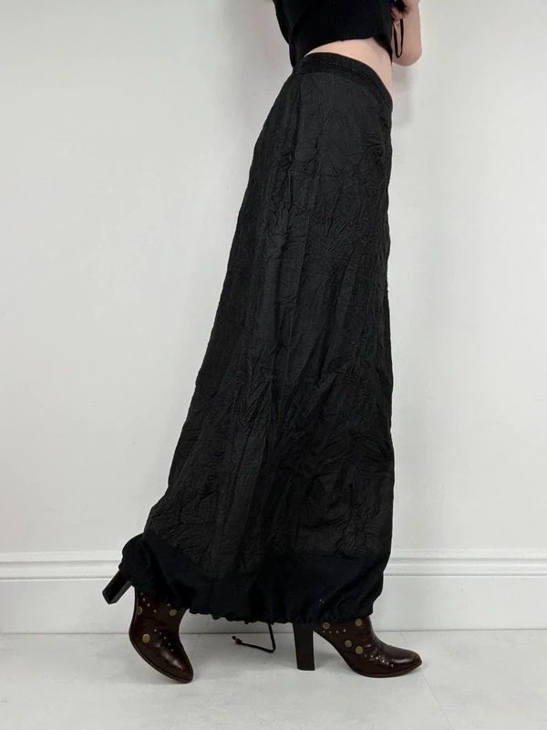distressed black grunge maxi cargo skirt