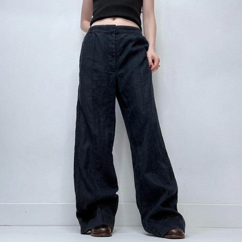 navy linen wide leg COS trousers