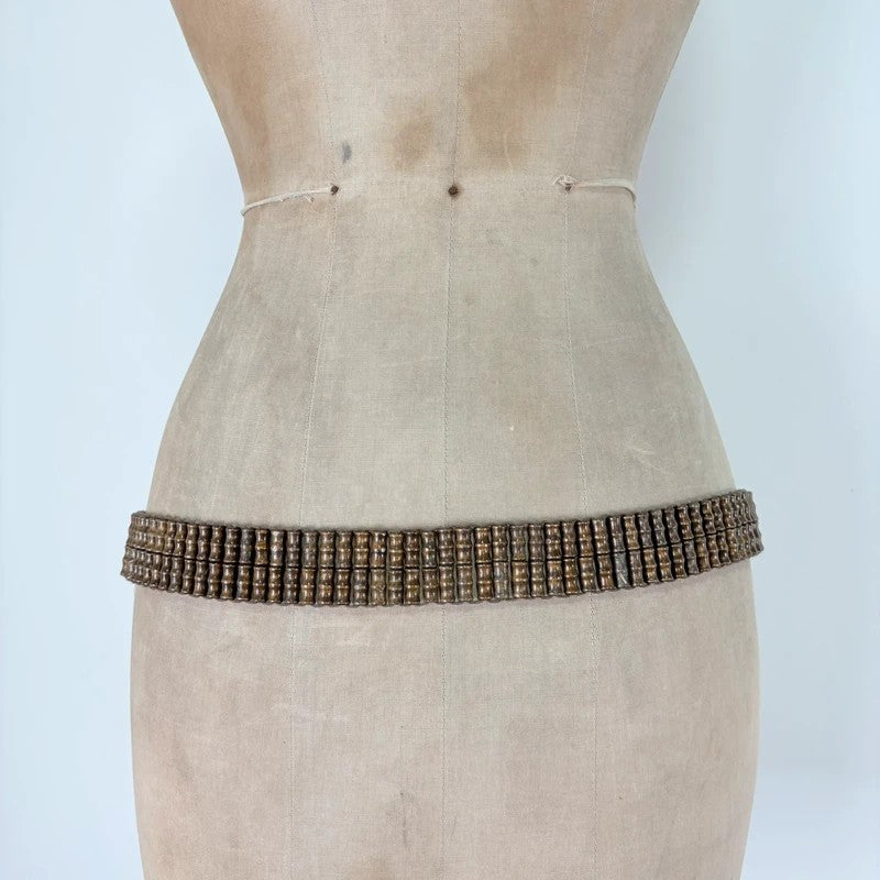 Brown beaded tie up belt