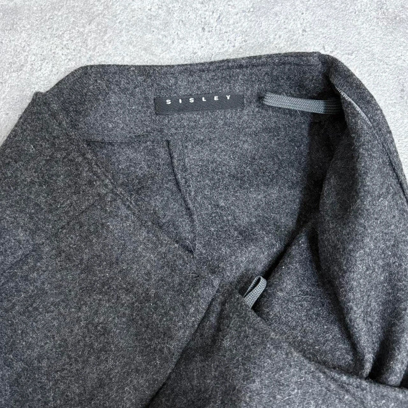 grey wool asymmetric midi skirt